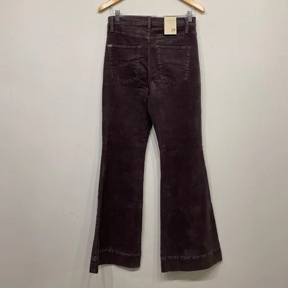 NWT Alice + Olivia 'Beautiful' High Rise Bell Charcoal Corduroy Jeans Size 29 - Picture 3 of 6